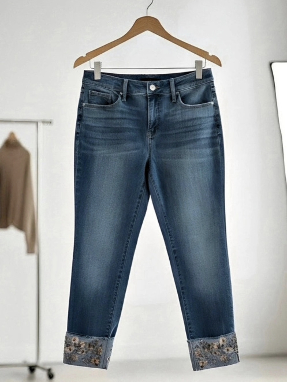 Chico's So Slimming Girlfriend Slim Leg Ankle Blue Ankle Jeans Like New